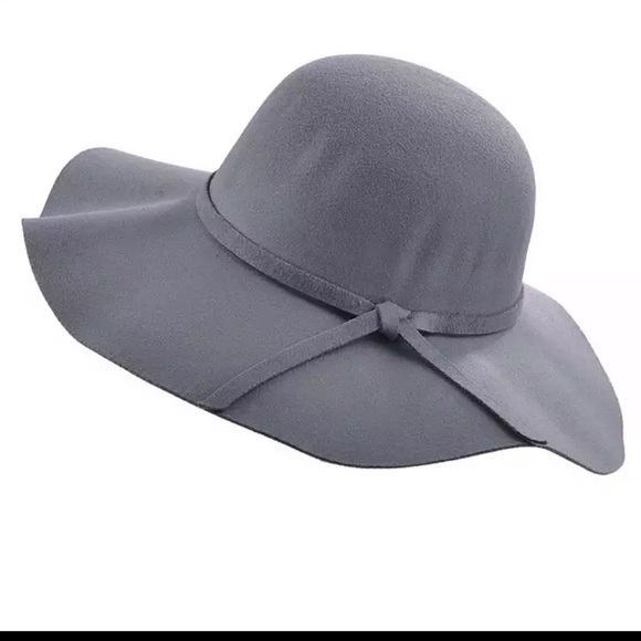 NEW Felt Grey Floppy Hat Bow Fall Boutique Brand New - Picture 1 of 9